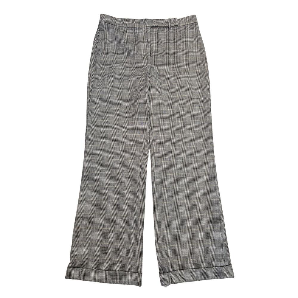 Antonio Melani Wool Plaid Wide Leg Trouser Pants Brown Size 6